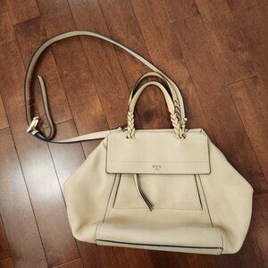 Tory Burch Half-Moon large beige leather shoulder bag